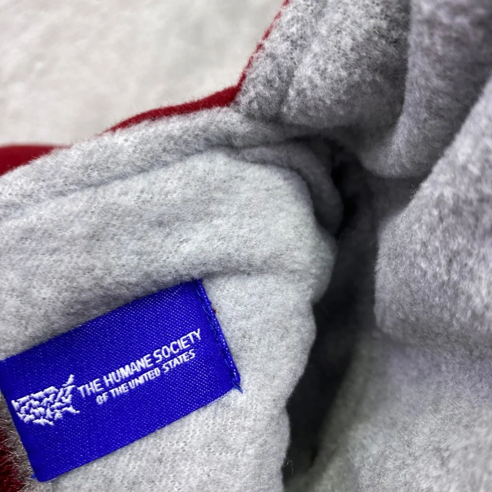 The Humane Society United States Dog Pet Apparel Coat Jacket Red Gray Reversible